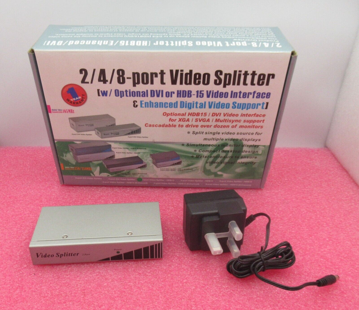 2 Port Video Splitter HDB15 Basic Desktop Console