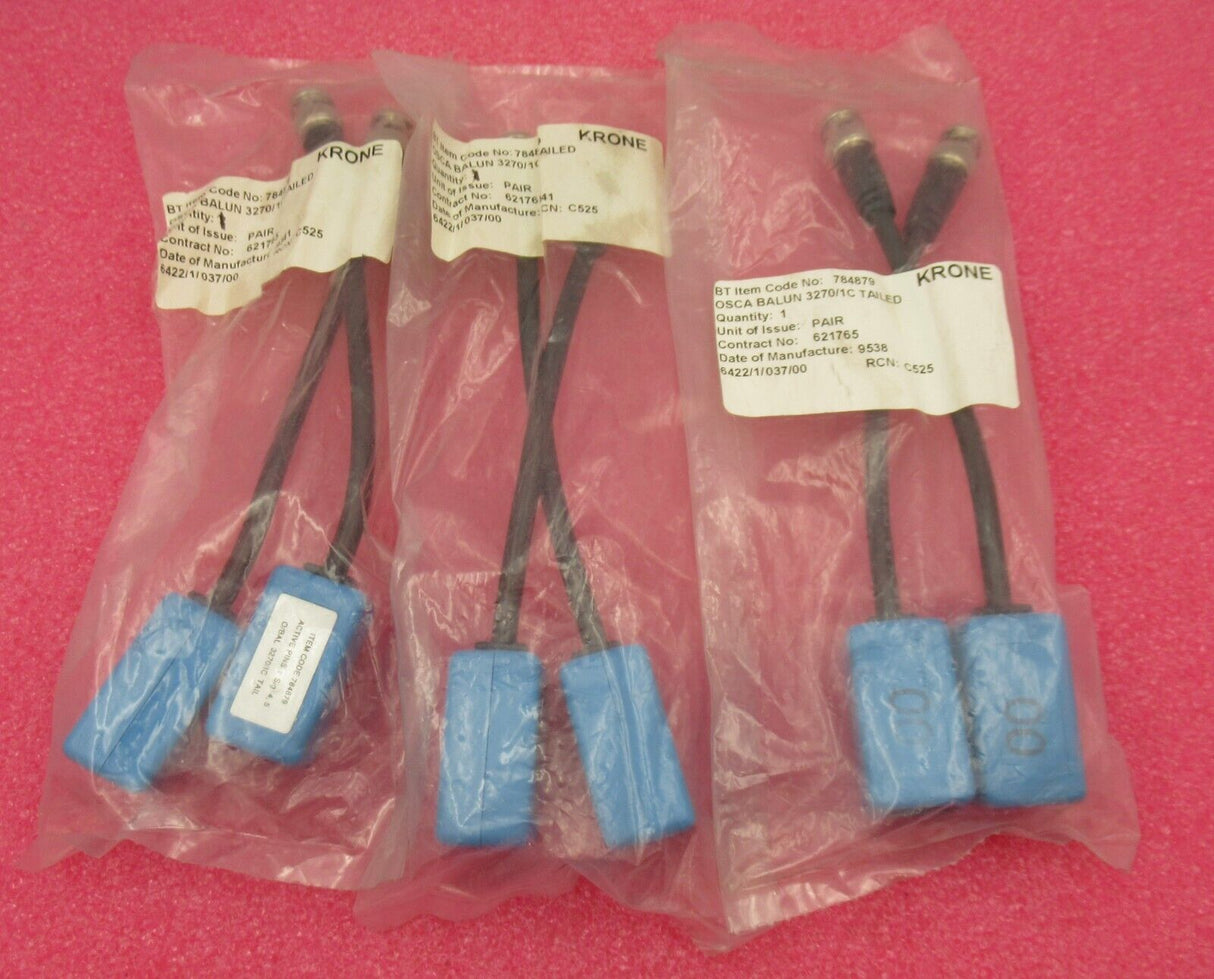 Job Lot 6 x New BT Krone 784879 Tailed Balun Passive BNC To Cat5e RJ45 (2PC)