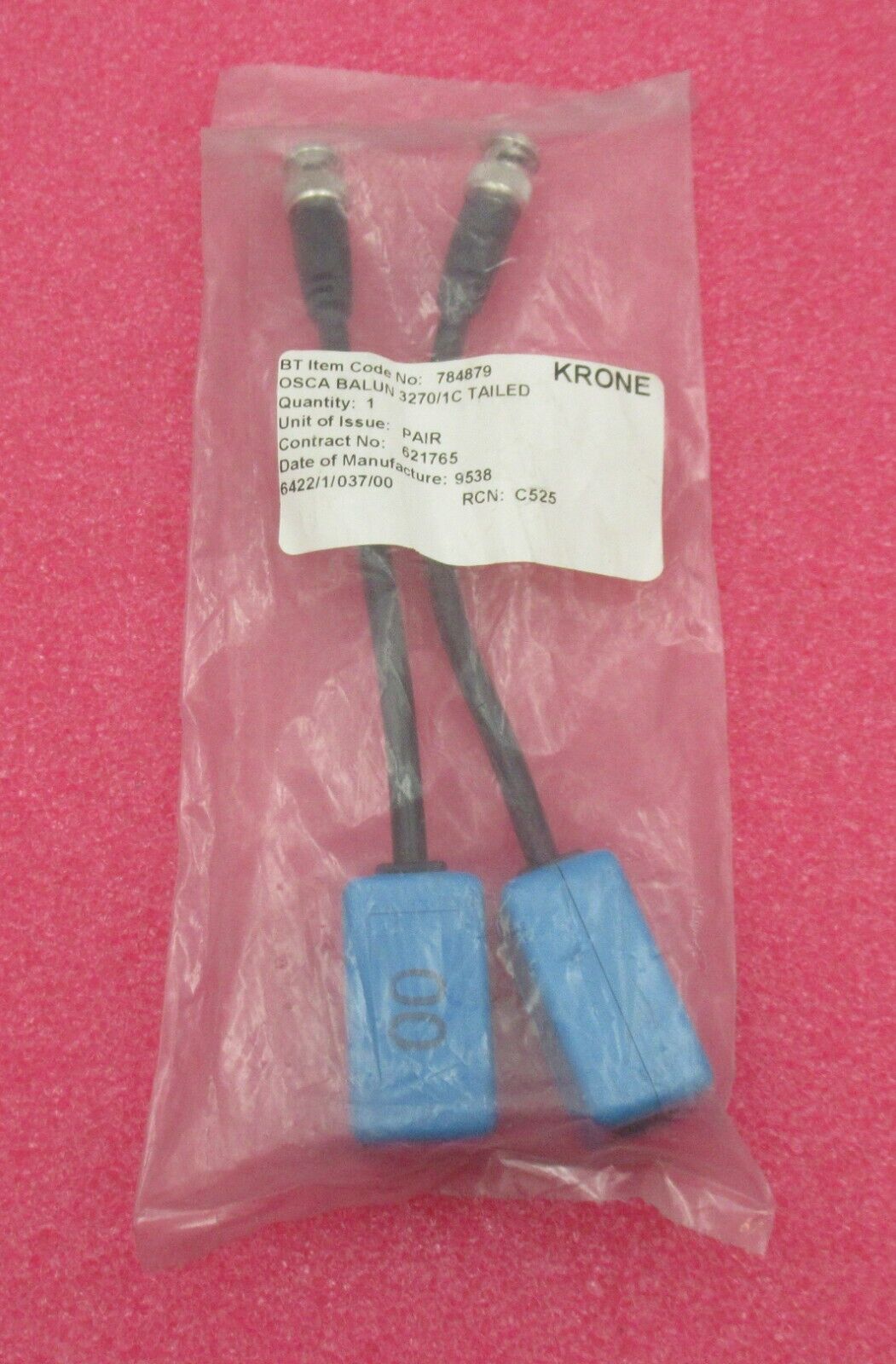 Job Lot 6 x New BT Krone 784879 Tailed Balun Passive BNC To Cat5e RJ45 (2PC)