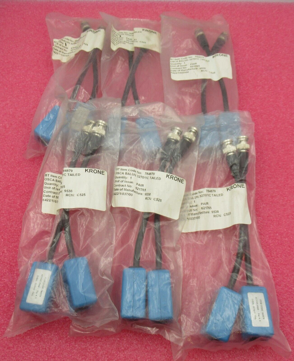 Job Lot 6 x New BT Krone 784879 Tailed Balun Passive BNC To Cat5e RJ45 (2PC)